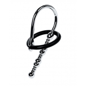 Серебристый уретральный плаг-бусины TOYFA Metal с мягким фиксириющим кольцом - ToyFa - купить с доставкой в Казани