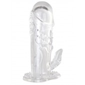 Прозрачная гелевая насадка с клиторальным отростком - 13 см. - Toyfa Basic - в Казани купить с доставкой