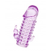 Закрытая фиолетовая насадка с 2 отростками - 13 см. - Toyfa Basic - в Казани купить с доставкой