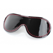 Чёрная перфорированная маска из кожи с красной строчкой - БДСМ Арсенал - купить с доставкой в Казани