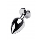 Серебристая коническая анальная пробка с красным кристаллом - 8 см. - ToyFa - купить с доставкой в Казани