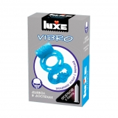 Голубое эрекционное виброкольцо Luxe VIBRO  Дьявол в доспехах  + презерватив - Luxe - в Казани купить с доставкой