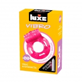 Розовое эрекционное виброкольцо Luxe VIBRO  Ужас Альпиниста  + презерватив - Luxe - в Казани купить с доставкой