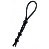 Черное лассо на пенис с тремя бусинами - A-toys - в Казани купить с доставкой