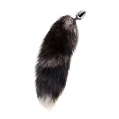 Серебристая металлическая анальная втулка с хвостом чернобурой лисы - размер S - ToyFa - купить с доставкой в Казани
