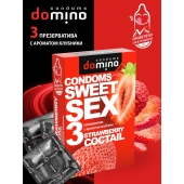 Презервативы для орального секса DOMINO Sweet Sex с ароматом клубничного коктейля  - 3 шт. - Domino - купить с доставкой в Казани