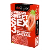Презервативы для орального секса DOMINO Sweet Sex с ароматом клубничного коктейля  - 3 шт. - Domino - купить с доставкой в Казани