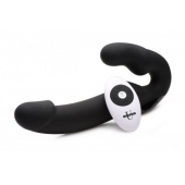 Черный безремневой страпон Urge Silicone Strap On с пультом ДУ - 24 см. - XR Brands - купить с доставкой в Казани