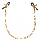 Чёрные с золотом зажимы на соски Gold Chain Nipple Clamps - Pipedream - купить с доставкой в Казани