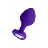 Фиолетовая анальная втулка Diamond Heart с прозрачным кристаллом - 8 см. - ToyFa - купить с доставкой в Казани