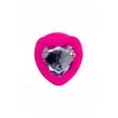 Розовая анальная втулка Diamond Heart с прозрачным кристаллом - 9,5 см. - ToyFa - купить с доставкой в Казани