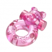Розовое эрекционное виброкольцо на пенис Pink Bear - Baile - в Казани купить с доставкой