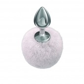 Серебристая анальная пробка с белым пушистым хвостиком Twinkle - Lola Games - купить с доставкой в Казани