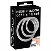 Набор из 3 эрекционных колец под металл Metallic Silicone Cock Ring Set - Orion - в Казани купить с доставкой