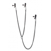 Черные зажимы на соски и клитор на цепочке DELUXE NIPPLE   CLIT CLAMPS - Dream Toys - купить с доставкой в Казани