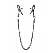 Черные зажимы на соски на цепочке BLAZE DELUXE NIPPLE CLAMPS - Dream Toys - купить с доставкой в Казани