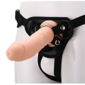 Черные трусики с телесной насадкой STRAP ON REAL DILDO - 21 см. - Dream Toys - купить с доставкой в Казани