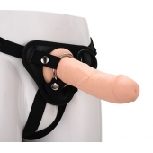Черные трусики с телесной насадкой STRAP ON REAL DILDO - 21 см. - Dream Toys - купить с доставкой в Казани