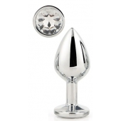 Серебристая анальная втулка с прозрачным кристаллом - 7,1 см. - Dream Toys - купить с доставкой в Казани