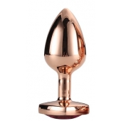 Золотистая анальная втулка с кристаллом-сердечком розового цвета - 7,1 см. - Dream Toys - купить с доставкой в Казани