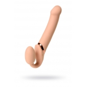 Телесный безремневой вибрострапон Vibrating Bendable Strap-On L - Strap-on-me - купить с доставкой в Казани