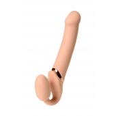 Телесный безремневой вибрострапон Vibrating Bendable Strap-On L - Strap-on-me - купить с доставкой в Казани