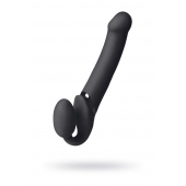 Черный безремневой вибрострапон Vibrating Bendable Strap-On L - Strap-on-me - купить с доставкой в Казани