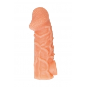Телесная закрытая насадка с венками Cock Sleeve Size L - 17,6 см. - KOKOS - в Казани купить с доставкой