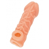 Телесная закрытая насадка с венками Cock Sleeve Size L - 17,6 см. - KOKOS - в Казани купить с доставкой