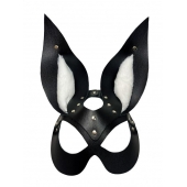 Черная маска зайки с белым мехом на ушках Miss Bunny - БДСМ Арсенал - купить с доставкой в Казани