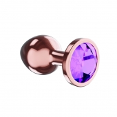 Пробка цвета розового золота с фиолетовым кристаллом Diamond Amethyst Shine S - 7,2 см. - Lola Games - купить с доставкой в Казани