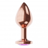 Пробка цвета розового золота с фиолетовым кристаллом Diamond Amethyst Shine S - 7,2 см. - Lola Games - купить с доставкой в Казани