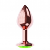 Пробка цвета розового золота с лаймовым кристаллом Diamond Emerald Shine S - 7,2 см. - Lola Games - купить с доставкой в Казани
