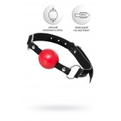 Красный кляп-шар на черных ремешках Anonymo - ToyFa - купить с доставкой в Казани