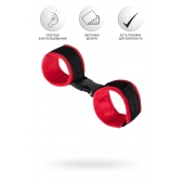 Красно-черные велюровые наручники Anonymo - ToyFa - купить с доставкой в Казани