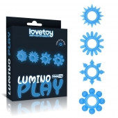 Набор из 4 голубых, светящихся в темноте эрекционных колец Lumino Play - Lovetoy - в Казани купить с доставкой