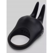 Черное эрекционное виброкольцо Sensation Rechargeable Vibrating Rabbit Love Ring - Fifty Shades of Grey - в Казани купить с доставкой