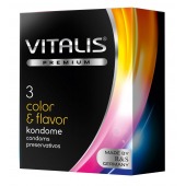 Цветные ароматизированные презервативы VITALIS PREMIUM color   flavor - 3 шт. - Vitalis - купить с доставкой в Казани