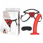 Красный поясной фаллоимитатор Red Heart Strap on Harness   5in Dildo Set - 12,25 см. - Lux Fetish - купить с доставкой в Казани