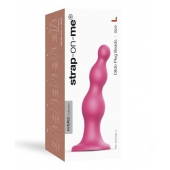 Розовая насадка Strap-On-Me Dildo Plug Beads size L - Strap-on-me - купить с доставкой в Казани