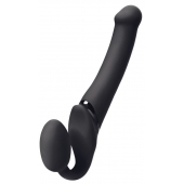 Черный безремневой вибрострапон Silicone Bendable Strap-On - size XL - Strap-on-me - купить с доставкой в Казани