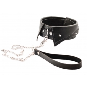Черный ошейник-воротничок с металлическим поводком - Crazy Handmade - купить с доставкой в Казани