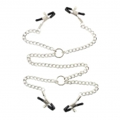 Серебристые зажимы для сосков и половых губ на тонкой цепочке - Notabu - купить с доставкой в Казани