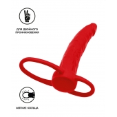 Красная насадка на пенис для двойного проникновения Black Red - 16,5 см. - ToyFa - купить с доставкой в Казани
