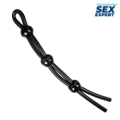 Черное силиконовое лассо с тремя шариками для утяжки - Sex Expert - в Казани купить с доставкой