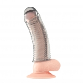 Текстурированная насадка на пенис Clear Textured Penis Enhancing Sleeve Extension - 16,5 см. - BlueLine - в Казани купить с доставкой