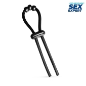 Черное эрекционное кольцо со стимулирующими бусинами - Sex Expert - в Казани купить с доставкой