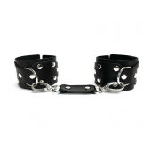 Черные кожаные наручники Sex Game - БДСМ Арсенал - купить с доставкой в Казани