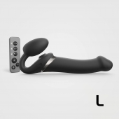 Черный безремневой страпон Multi Orgasm Size L с клиторальной стимуляцией - Strap-on-me - купить с доставкой в Казани