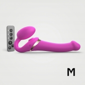 Ярко-розовый безремневой страпон Multi Orgasm Size M с клиторальной стимуляцией - Strap-on-me - купить с доставкой в Казани
